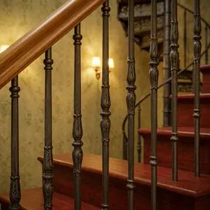 Balustres d'escalier élégants en fer forgé, kit de remplacement de meneaux décoratifs classiques en métal pour support de main courante d'escalier intérieur - Product Image 4
