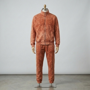 Conjunto Deportivo para Hombre, Color Naranja Oxidado, con Cierre, Chaqueta Bordada y Pantalones Jogger, Ropa Deportiva, Informal, para Calle - Product Image 2