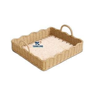 Meilleur prix, plateau en rotin à coquille de nacre, vaisselle artisanale de qualité supérieure pour les commandes en gros et l'exportation, plateau incrusté de perles - Product Image 1