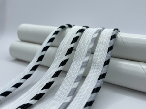 Double Braided White Black Drawcord <b>Elastic</b> <b>Cord</b> for Garment Use 10mm Nylon Cotton Round Style Simple Structure - Product Image 2