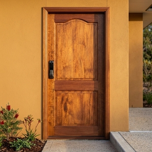 Porte intérieure à panneau arqué en bois grainé, sur mesure, pour chambre et salon - Product Image 4