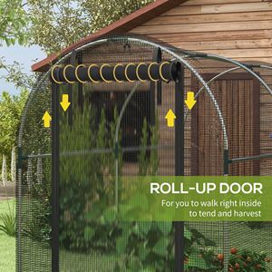 Jaula de acero galvanizado negra de 4 x 8 pies con puerta con cremallera, carpa de protección para plantas, malla de jardín - Product Image 6
