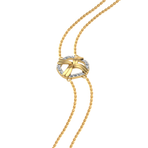 Bracelet de luxe en or à double chaîne pour femmes |   Bracelet de mode géométrique en forme de cercle avec diamants CZ - Product Image 4
