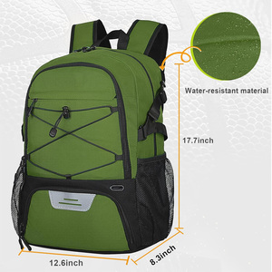 Sac à dos de sport vert durable et pliable avec compartiment à chaussures zippé, rangement pour ballon de football, décontracté, unisexe, en velours côtelé, pour entraînement en extérieur - Product Image 5