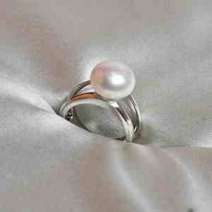 Anillo de Lujo de Plata de Ley con Perla de Agua Dulce para Mujer, Regalo de Boda y Aniversario, Joyería para Fiesta con Baño de Oro - Product Image 6