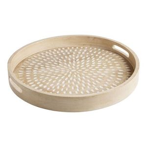 Plateau de service en bois très vendu avec poignée, plateau décoratif en bois pour servir café, thé, boissons, plats ronds roulants pour hôtels - Product Image 2