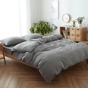 Juego de Funda Nórdica de Lino Lavado Marrón Óxido Sólido con Fundas de Almohada, Sábanas Sencillas para el Hogar - Product Image 5