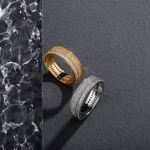 Luxury 18K Gold Filled Diamond <b>Rings</b> Baguette Cut Unisex Wedding Jewelry G Color Natural Diamonds - Product Image 1