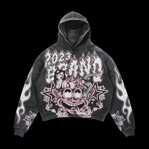 Sudadera con Capucha de Algodón 100% con Estampado Digital 3D de Calavera Oscura, Estilo Urbano Americano, Casual, Holgada, para Invierno - Product Image 6