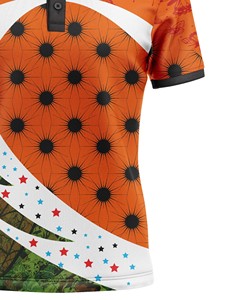 Corex Sublimation Short Sleeve <b>Polo</b> Shirt <b>Orange</b> Butterfly Star Print Quick Dry Polyester Casual Sport Wear - Product Image 5