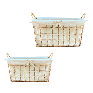 Panier de rangement de haute qualité en jacinthe d'eau naturelle, jonc de mer, rotin et bambou, avec cadre et doublure en coton, organisateur sur mesure - Product Image 1