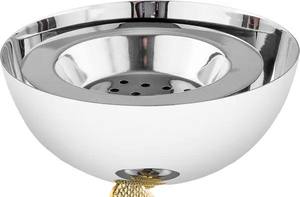 Brûleur d'encens abstrait en métal, bol de luxe argenté pour Bakhoor avec support texturé en galets dorés, décoration artistique moderne - Product Image 3