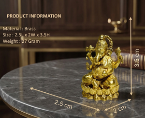 พระพุทธรูปพระพิฆเนศทองเหลืองแท้ ขนาด 2.5 2 3.5 ซม. น้ำหนัก 27 กรัม ดีไซน์ทันสมัยสำหรับพิธีกรรมวิวาลี ปูจา และตกแต่งบ้าน เหมาะสำหรับเป็นของขวัญ - Product Image 2