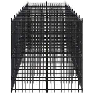 Enclos pour chien durable de 198,5 pieds carrés en acier thermolaqué noir, portails et enclos pour animaux de compagnie - Product Image 4