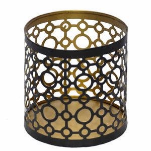 Outer <b>Black</b> Inside Golden Finished Luxury Lighting Items Metal Iron Votive <b>Candle</b> Holder Decorative <b>Lantern</b> Votive <b>Candle</b> Holder - Product Image 1