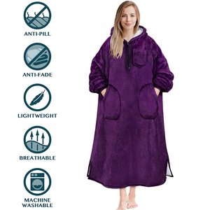 Everglide Corporation Women's Oversized Winter Spring Autumn Wearable <b>Blanket</b> Hooded Sweatshirt Soft Sherpa Lined Solid <b>Hoodie</b> - Product Image 5