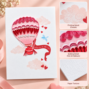 การ์ดแฮนด์เมดรูปบอลลูนลมร้อนสุดโรแมนติก ขายส่ง รับผลิตแบบ OEM/ODM การ์ดอวยพรความรัก งานศิลปะกระดาษที่ดีที่สุด ของขวัญเครื่องเขียนจากผู้ผลิต - Product Image 4