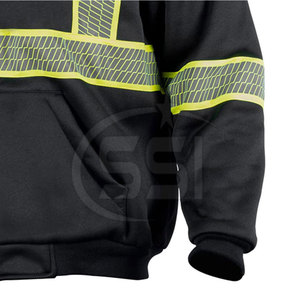 Sudadera de Alta Visibilidad Clase 2, Chaqueta de Seguridad Reflectante con Franjas Negras y Amarillas, Cierre Completo con Bolsillo Frontal, Diseño con Logotipo, Impermeable - Product Image 5