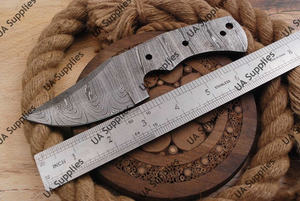 Couteau de Découpe à Lame Fixe en Acier Damas Forgé à la Main, Lame Vierge Personnalisable pour Camping et Activités de Plein Air - Product Image 6