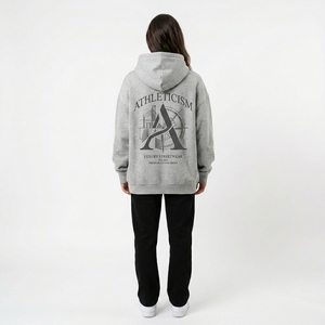 Sweat à capuche vintage délavé pour femme, intérieur brossé, 50 % coton, coupe décontractée, motif uni - Product Image 2