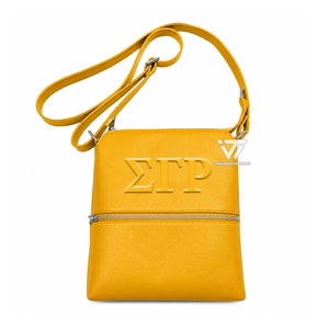 Bolso Bandolera Personalizado al por Mayor de Piel Sintética Grabada de la Hermandad Sigma Gamma Rho, Accesorios Griegos, Ropa y Vestimenta de Hermandad - Product Image 1