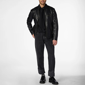 Best Price Clush Custom <b>Men's</b> Leather Streetwear <b>Jacket</b> Front Logo <b>Long</b> Sleeve Quick Dry Breathable OEM Service - Product Image 1