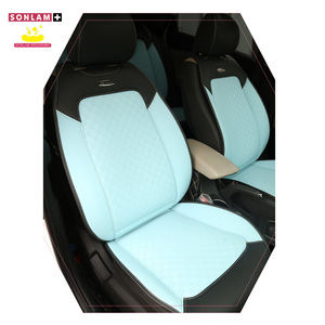 Accesorios de Interior de coche Material de cuero Paquete DE GARANTÍA Estilo ecológico Fundas de asiento de coche Juego completo Turquesa de lujo con color negro - Product Image 2