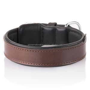 Cuir de vachette cousu à la main Collier de chien en cuir véritable rembourré durable de 2 pouces pour grand chien réglable en acier au nickel sans rouille - Product Image 5