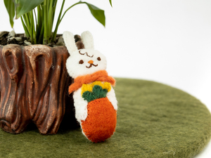 Handmade Stitched Felt <b>Easter</b> Bunny in Carrot – Wool Bunny <b>Ornament</b>, Hanging <b>Easter</b> Decor, Basket Toy & <b>Easter</b> Gift Decoration - Product Image 5