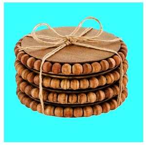 Top Selling 4 Piece <b>Set</b> Wooden Beaded Drink Coasters <b>Tea</b> Coffee Wine Coaster for Kitchen Accessories by Quality Handicrafts - Product Image 5