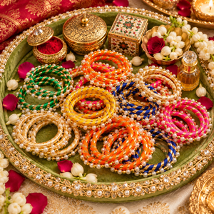 Brazaletes de Hilo de Seda con Flores Gota Hechos a Mano en India para Mujer, Recuerdo de Boda Multicolor, Brazaletes de Regalo para Mehndi, Haldi y Sangeet - Product Image 6