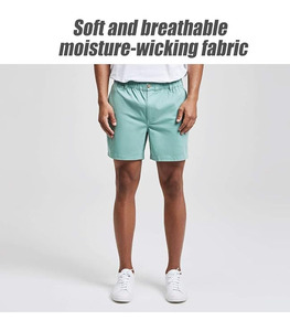 Shorts décontractés amples pour hommes en coton éponge 5,5 pouces avec taille élastique haute et multi-poches, pour le quotidien, la marche et l'été - Product Image 2