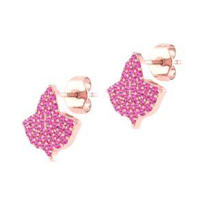 Pendientes de Plata de Ley Chapados en Oro Rosa con Cristales, Diseño de Hoja, Joyería para Mujer, Accesorio de Moda, Regalo Elegante - Product Image 5