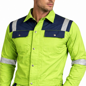 Combinaison de travail de sécurité en coton haute visibilité réfléchissante pour la construction, vêtements de protection durables - Product Image 2