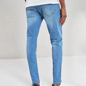 Jeans en denim pour hommes, coupe slim, taille élastique, décontractés, de haute qualité, 100% coton, légers, personnalisables, vente en gros - Product Image 2
