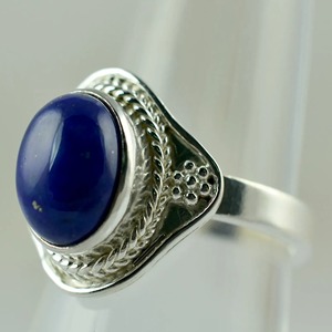 <b>Lapis</b> <b>Lazuli</b> <b>Ring</b> 925 Sterling Silver Handmade Boho Statement Promise Jewelry for Women Natural Oval Shape Gemstone Jewelry - Product Image 3