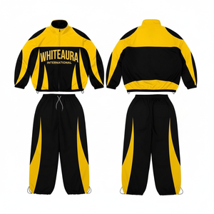 Custom 2026 Worldwide Logo <b>Windbreaker</b> Tracksuit Yellow <b>Black</b> Colorblock Sportswear Set Waterproof Nylon Streetwear Jogging Suit - Product Image 1