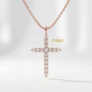 Collier pendentif classique en forme de croix de Jésus avec diamants, en argent sterling 925, lien luxueux, cadeau religieux pour fiançailles, mariage, mode quotidienne - Product Image 6