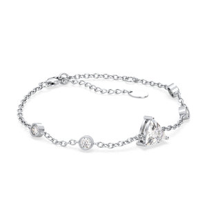 Pulseras de cadena REYES con diamantes cultivados en laboratorio de corte trillón de 7 mm en oro blanco de 14K y 18K, regalo perfecto de aniversario para ella y él. - Product Image 2