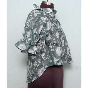 Robes décontractées d'été coréennes 100% coton pour femmes, mini, manches 3/4, col rond, imprimé floral, modernes, amples, printemps, écologiques - Product Image 4