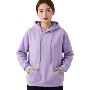 Sudadera con Capucha Extra Grande Unisex, Color Morado Sólido, Felpa Francesa, Diseño Casual con Bolsillos, Ropa de Otoño - Product Image 2
