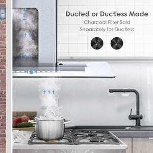 Cappa aspirante convertibile da 30 pollici a parete con vetro temperato e 3 velocità - Product Image 6