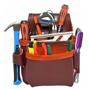 Chất lượng hàng đầu da handmade công cụ túi lưu trữ thợ mộc xây dựng công việc 100% chính hãng da Pouch công cụ xây dựng vành đai - Product Image 5