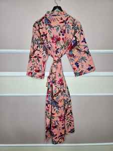 Robe kimono en velours rose pour femme avec imprimé floral, chemise de nuit en coton pour l'été, cadeau de Noël pour demoiselles d'honneur, prix de gros - Product Image 3