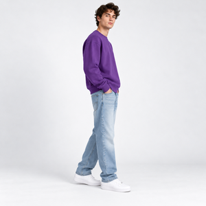 Sweat-shirt épais pour homme, col rond, manches longues, en molleton bouclé, coupe courte, style streetwear, pour l'hiver, OEM ODM, faible MOQ, commande en gros - Product Image 5