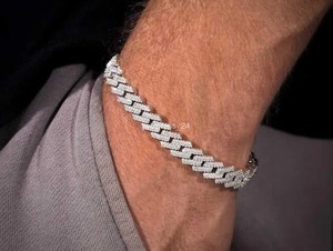 14K Solid Gold Moissanite Pave Cuban Link Bracelet 7-9 Inch 6MM 16MM Trendy Party <b>Men</b> Unisex Women Hip Hop Jewelry Gift - Product Image 2