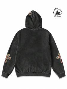 Sudadera con capucha vintage con cremallera y apliques de diamantes de imitación, de algodón polar, para hombre, fabricación de calidad de exportación para compradores globales - Product Image 3