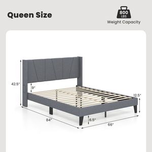 Letto Moderno King Size con Testiera Wingback e Supporto a Doghe in Legno - Product Image 4