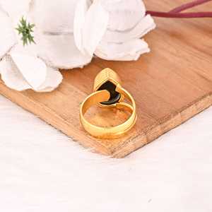 Gold Plated Black Onyx Gemstone <b>Ring</b> Handmade <b>Adjustable</b> Stylish Brass Jewelry for Women - Product Image 5
