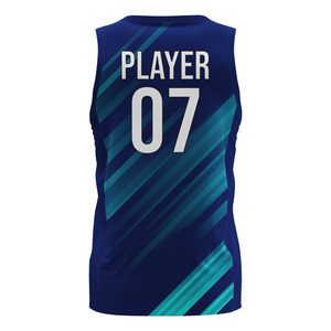 เสื้อบาสเก็ตบอลแบบซับลิเมชั่นสั่งทำพิเศษ แขนกุด คอวี สำหรับผู้ชาย แห้งเร็ว ระบายอากาศดี ขายส่ง ชุดทีมกีฬา - Product Image 3